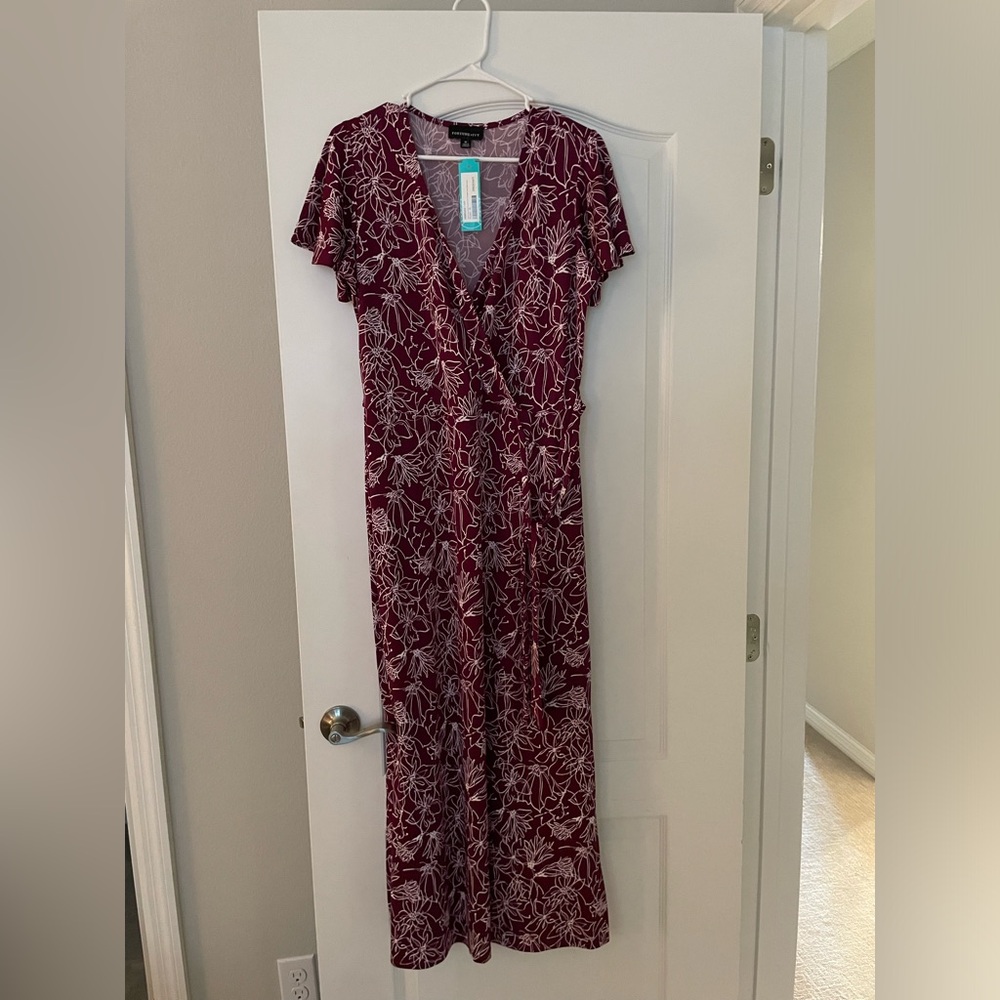 Fortune + Ivy Irene faux wrap brushed knit straight hem maxi dress purple xl NWT